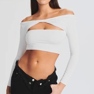 Cropped White Long Sleeve Ellis Top Ser.o.ya